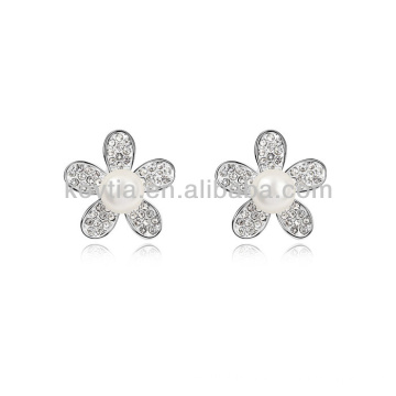 Imitation pearl earring designs diamonds flower shape earring made in korea